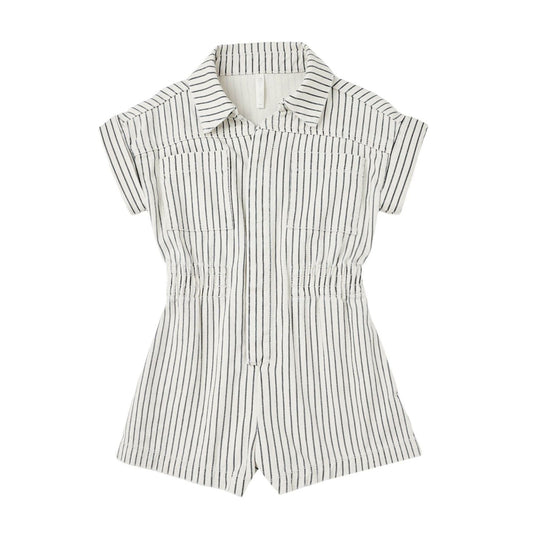 Utility Romper || Navy Pinstripe