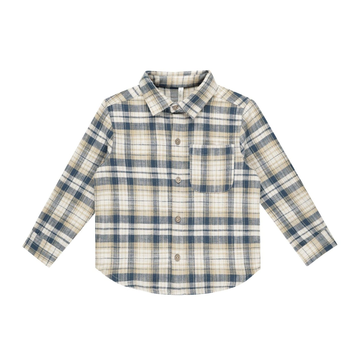 Collared Long Sleeve Shirt || Indigo Plaid