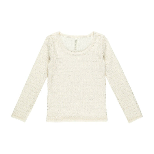 Textured Long Sleeve Top || Ivory