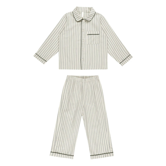 Long Sleeve Pajamas || Forest Pinstripe