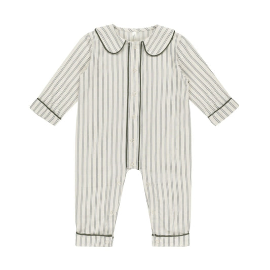 Baby Pajama Romper || Forest Pinstripe