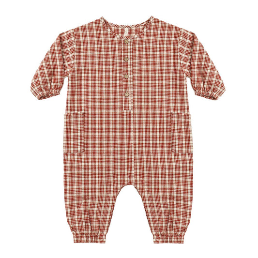 Relaxed Woven Jumpsuit || Vintage Plaid
