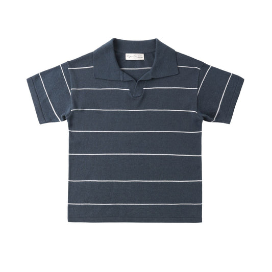 Chandler Knit Polo || Navy Stripe