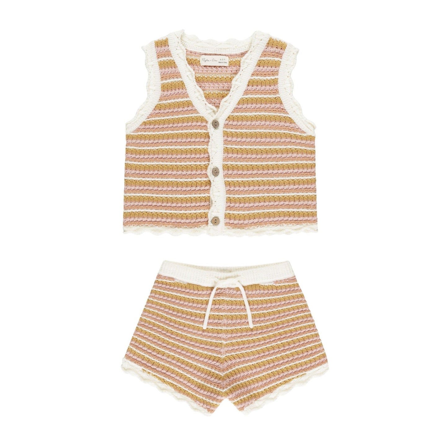 Scallop Crochet Set || Pink Stripe