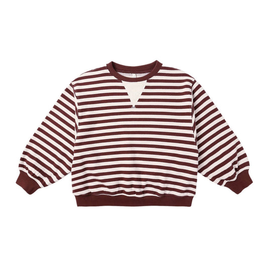 Oversized Crew || Burgundy Stripe
