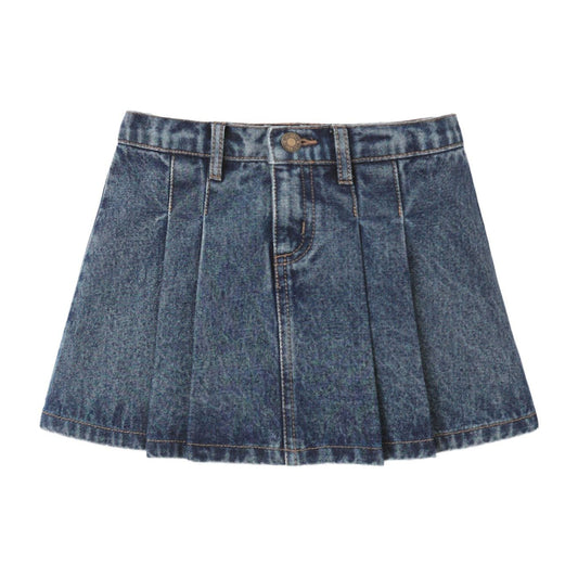Pleated Denim Skirt || Indigo