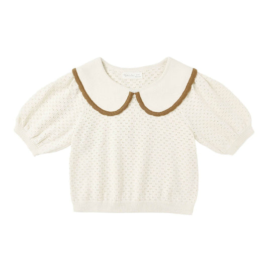 Pointelle Collared Top || Natural