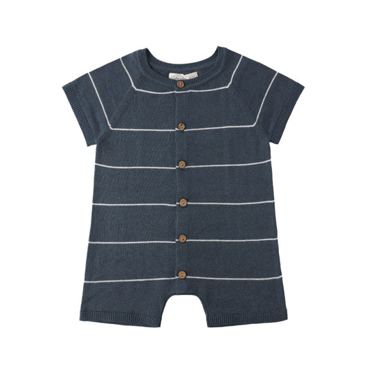 Liam Knit Romper || Navy Stripe