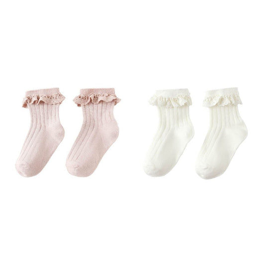 Lace Trim Socks, 2-pack | Blush, Ivory