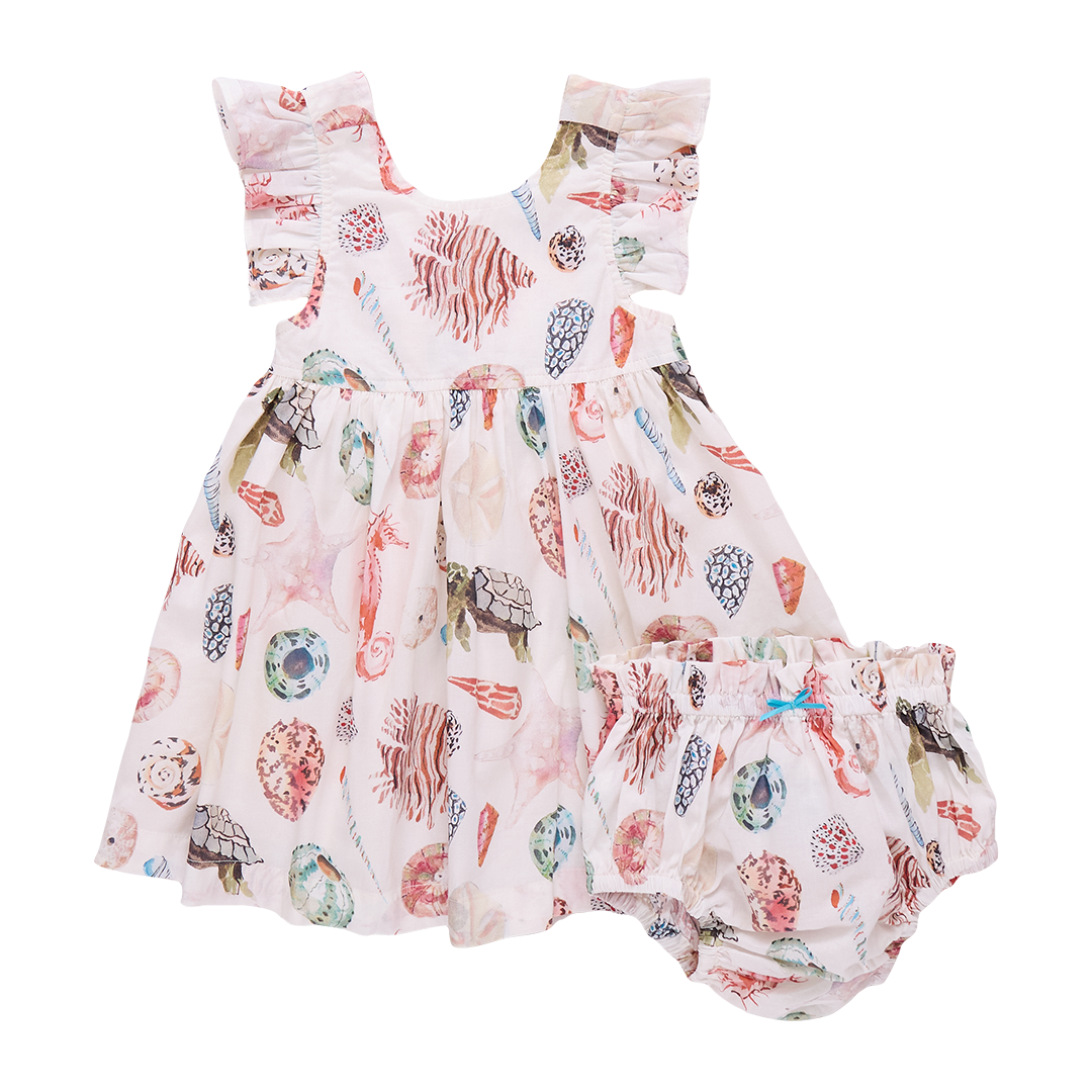 Baby Girls Liv Dress Set - Watercolor Shells