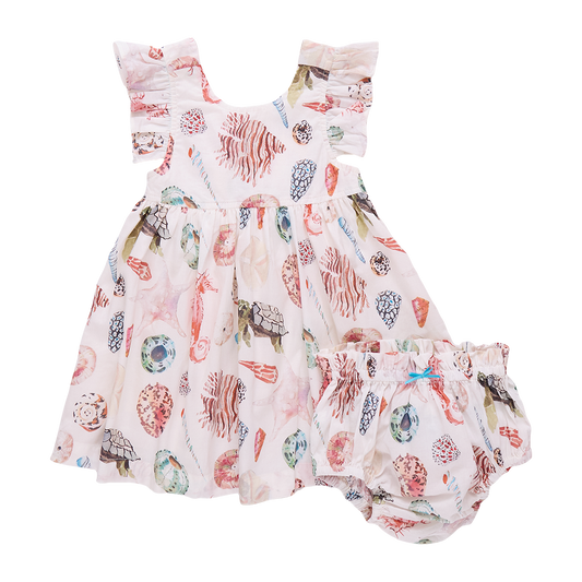 Baby Girls Liv Dress Set - Watercolor Shells