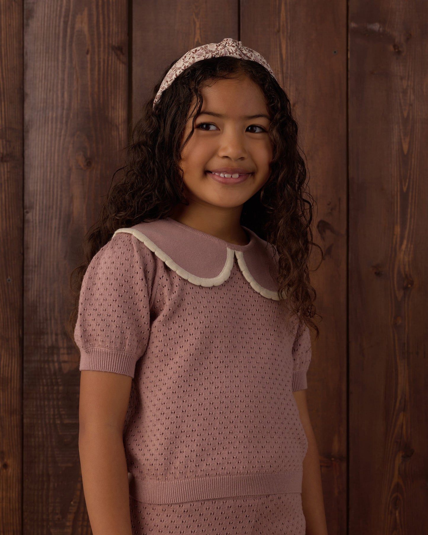 Pointelle Collared Top Rosewood - Rylee + Cru | Kids Clothes | Trendy Baby Clothes | Modern Infant Outfits |