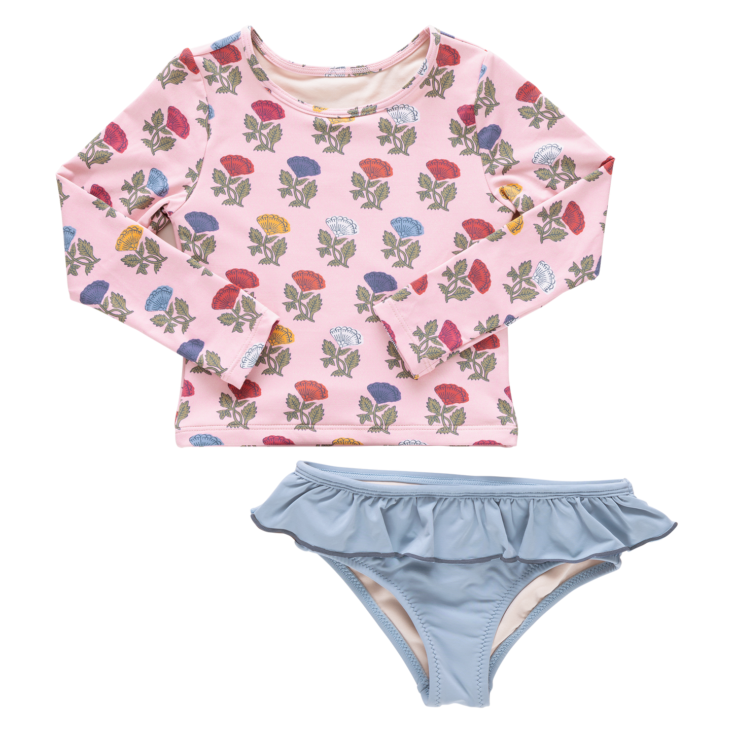 Girls Rash Guard Set - Multi Flower Drop