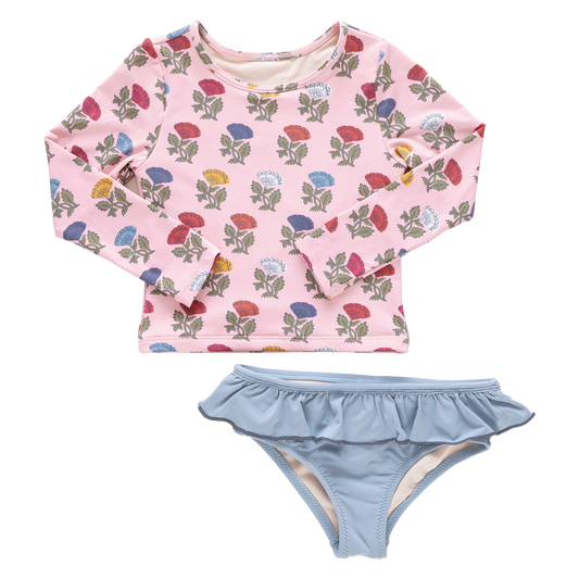 Girls Rash Guard Set - Multi Flower Drop