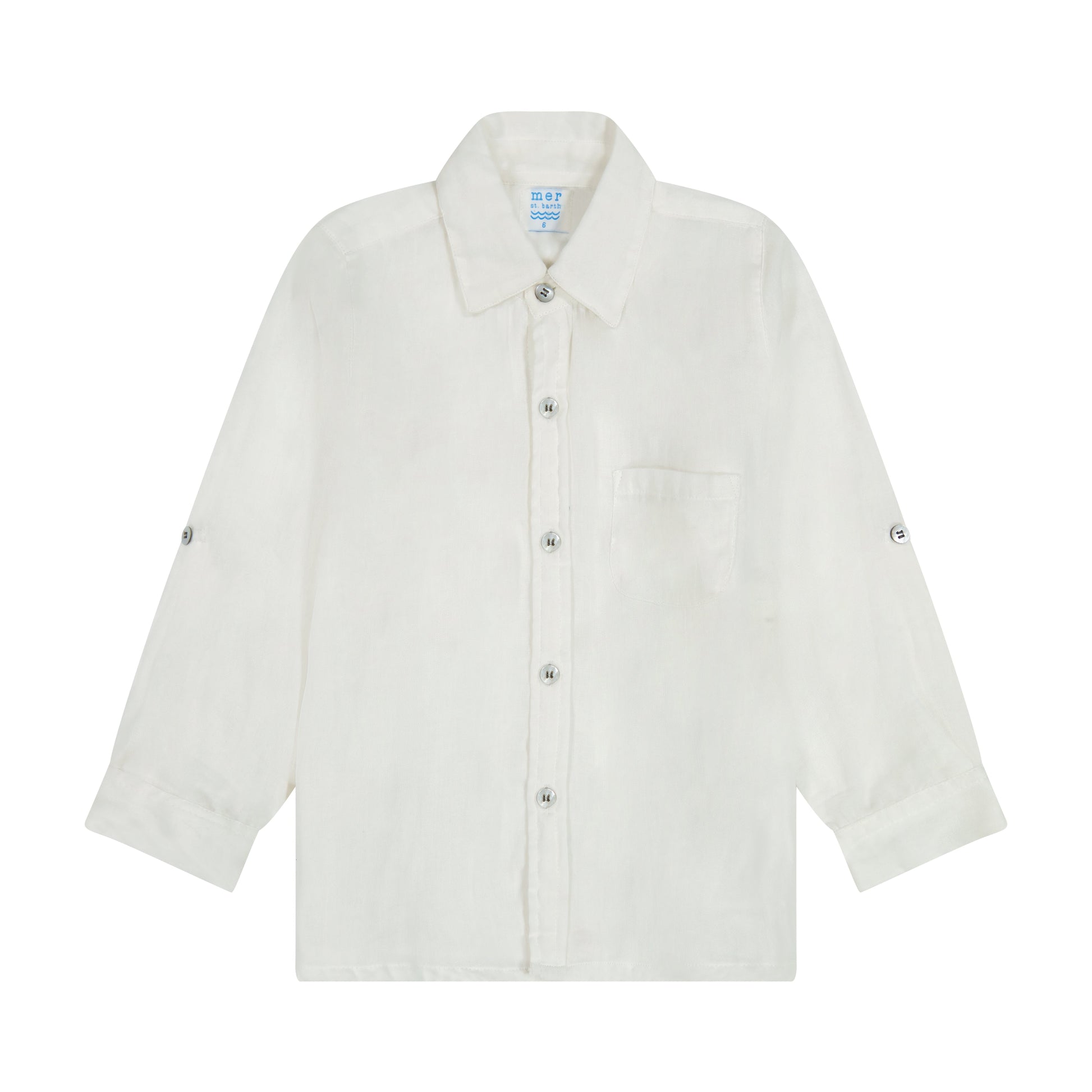 Mer St Barth Remi Boy's Button Front Shirt White