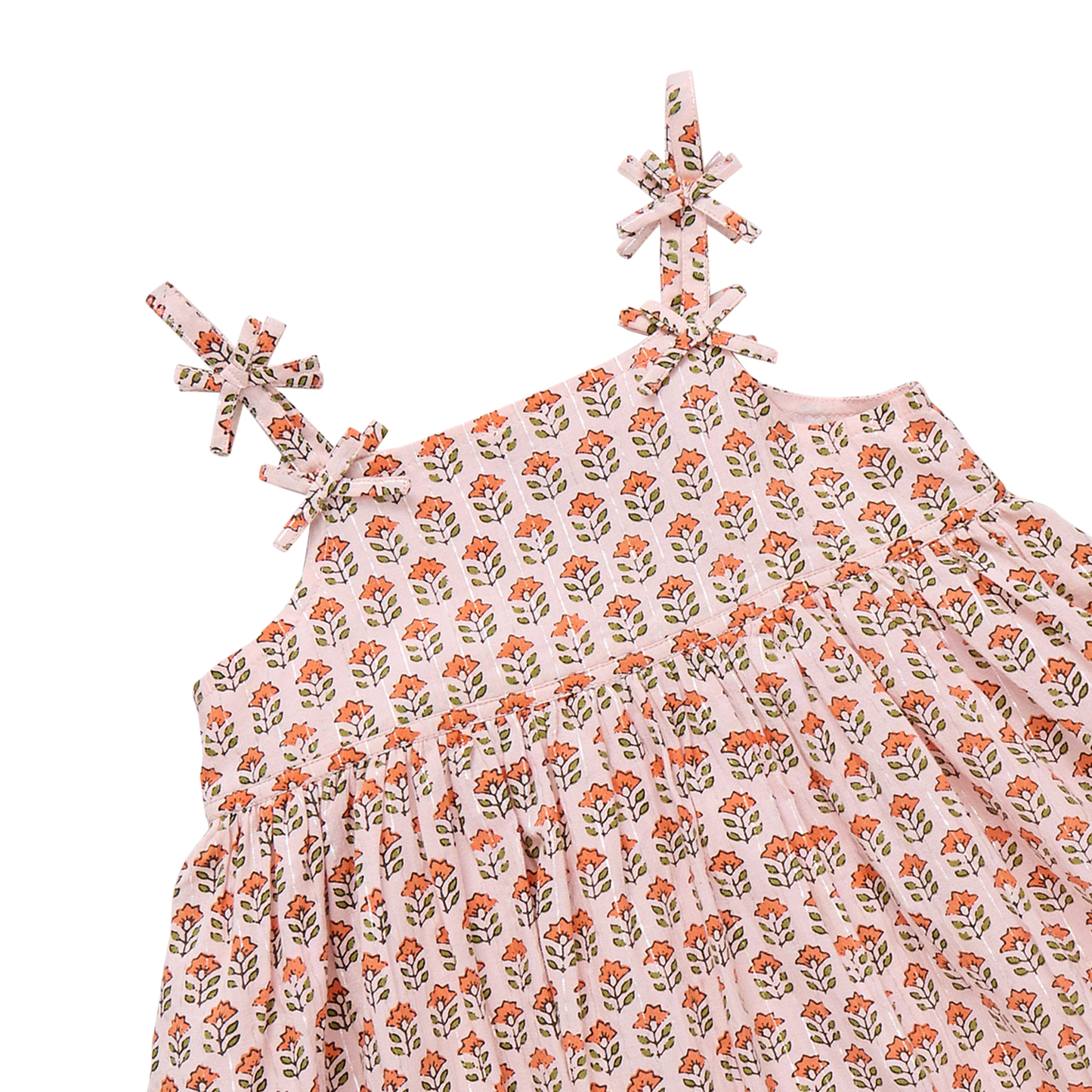 Girls Tia Dress - Pink Prairie Block Print