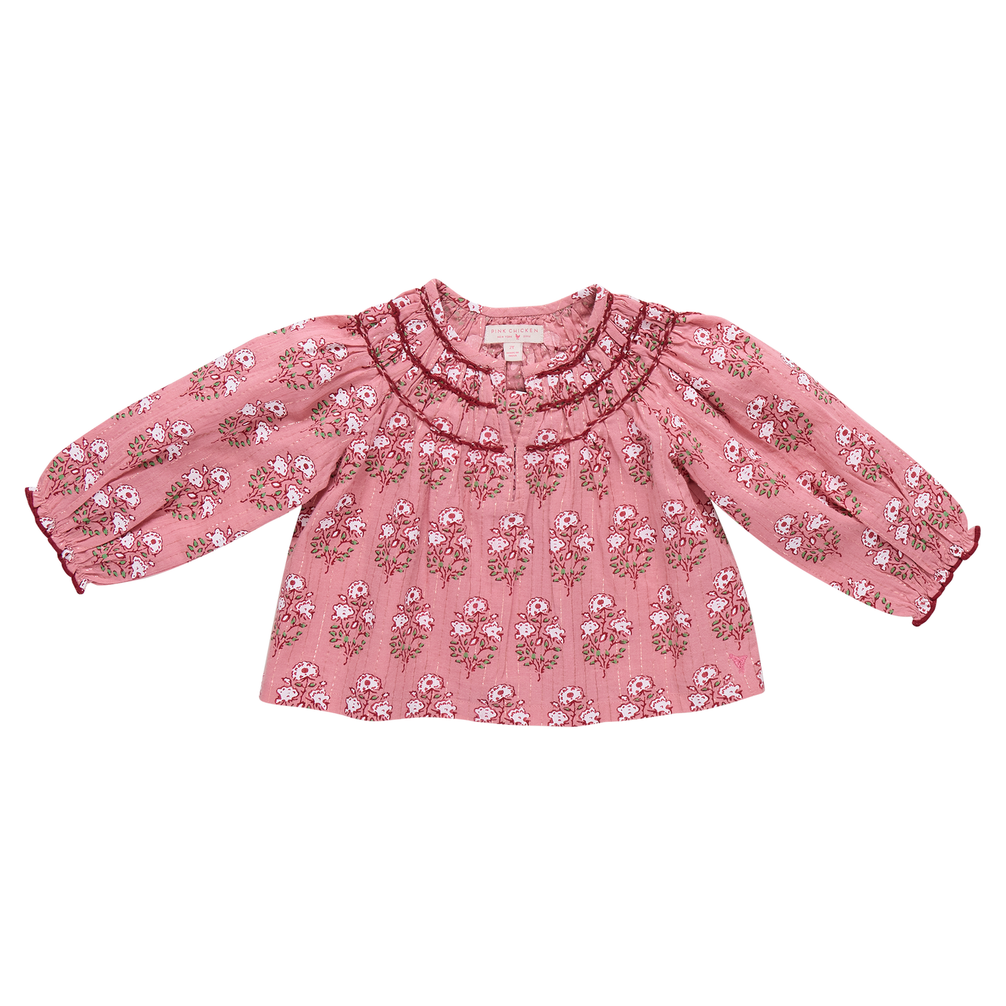 Girls Ava Top - Pink Strawflower