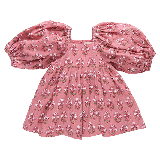 Girls Mary Barrett Dress - Pink Strawflower