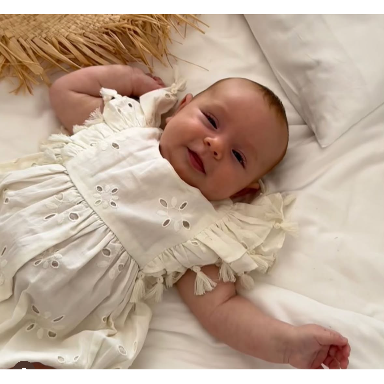 Mer St Barth Anna Baby Romper White Eyelet