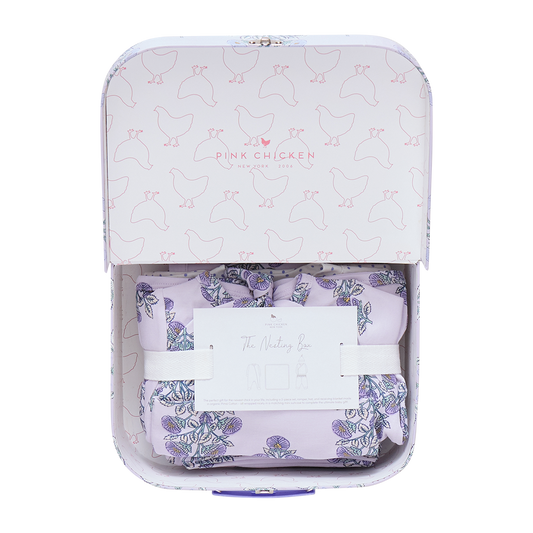 Nesting Box Baby Take Home Set - Lavender Bouquet Floral Blockprint