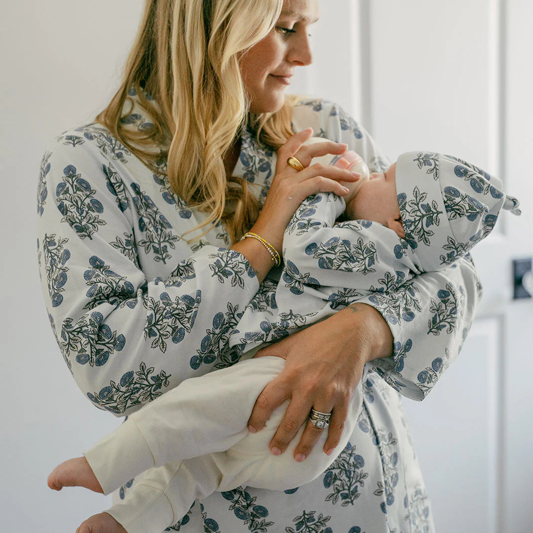 Nesting Box Baby Take Home Set - Blue Bouquet Floral Block Print