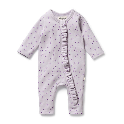Lulu Daisy Organic Waffle Ruffle Zipsuit by Wilson and Frenchy – made from organic cotton