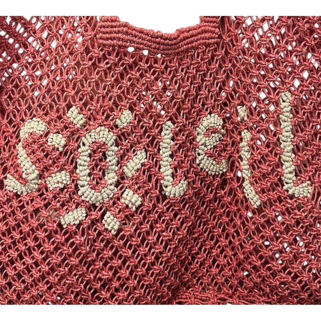 St Jean Jute Beach Tote "Soleil": Pink / OS