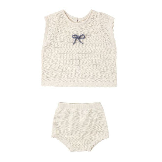 Scallop Knit Baby Set || Natural