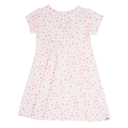 Swirly Girl Dress w/Cap Sleeve - Polka Dot Pink