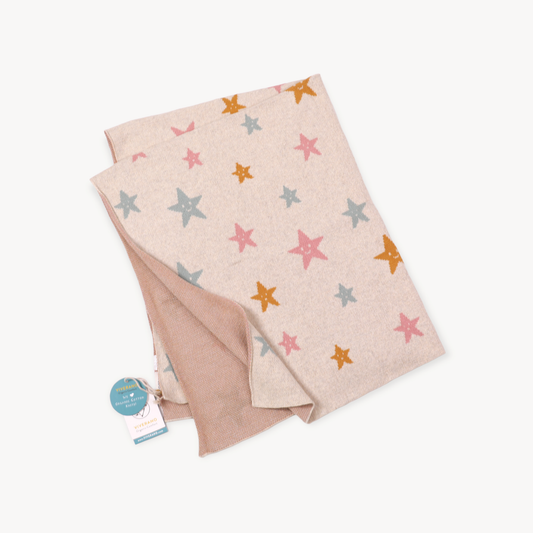 Stars - Organic Cotton Jacquard Sweater Knit Baby Blanket: One Size