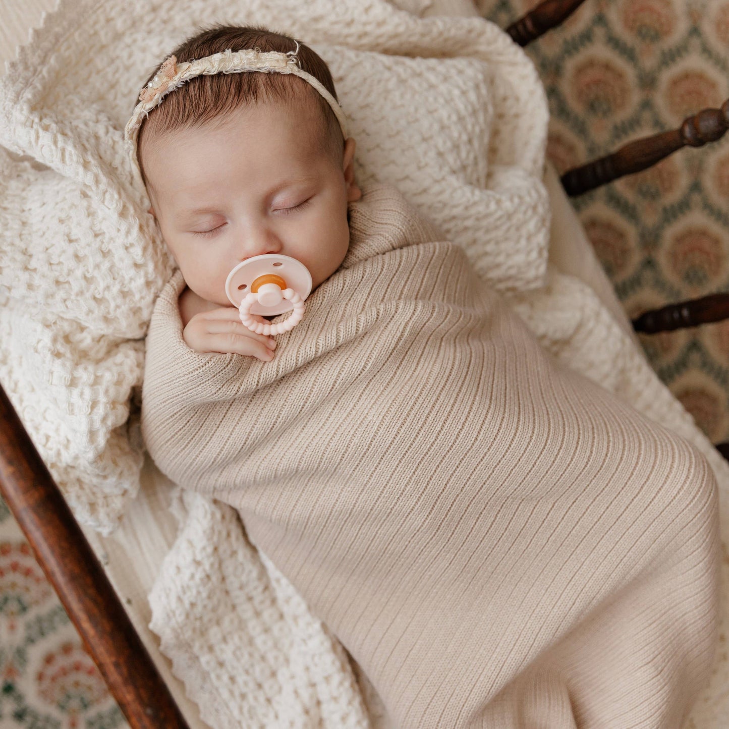 Bleu La La - NEW! 100% Luxury Organic Cotton Ribbed Baby Swaddle Blanket: Bubblegum