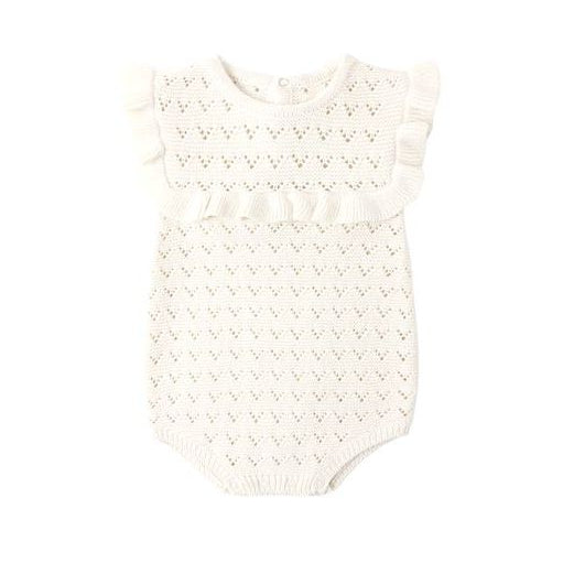 Pointelle Ruffle Romper || Natural