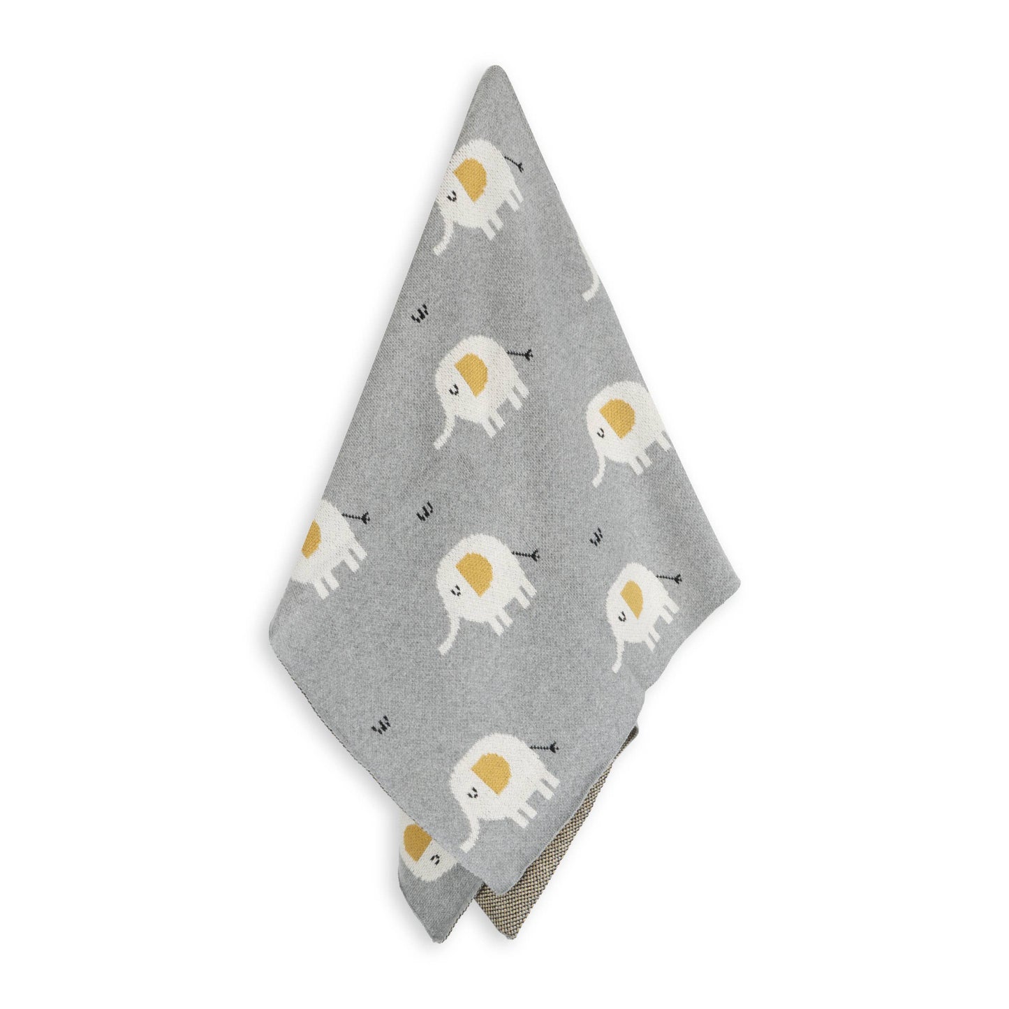 Elephant - Organic Cotton Jacquard Sweater Knit Baby Blanket