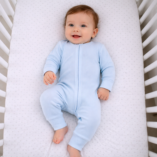 Bashful Blue Rib Convertible Romper