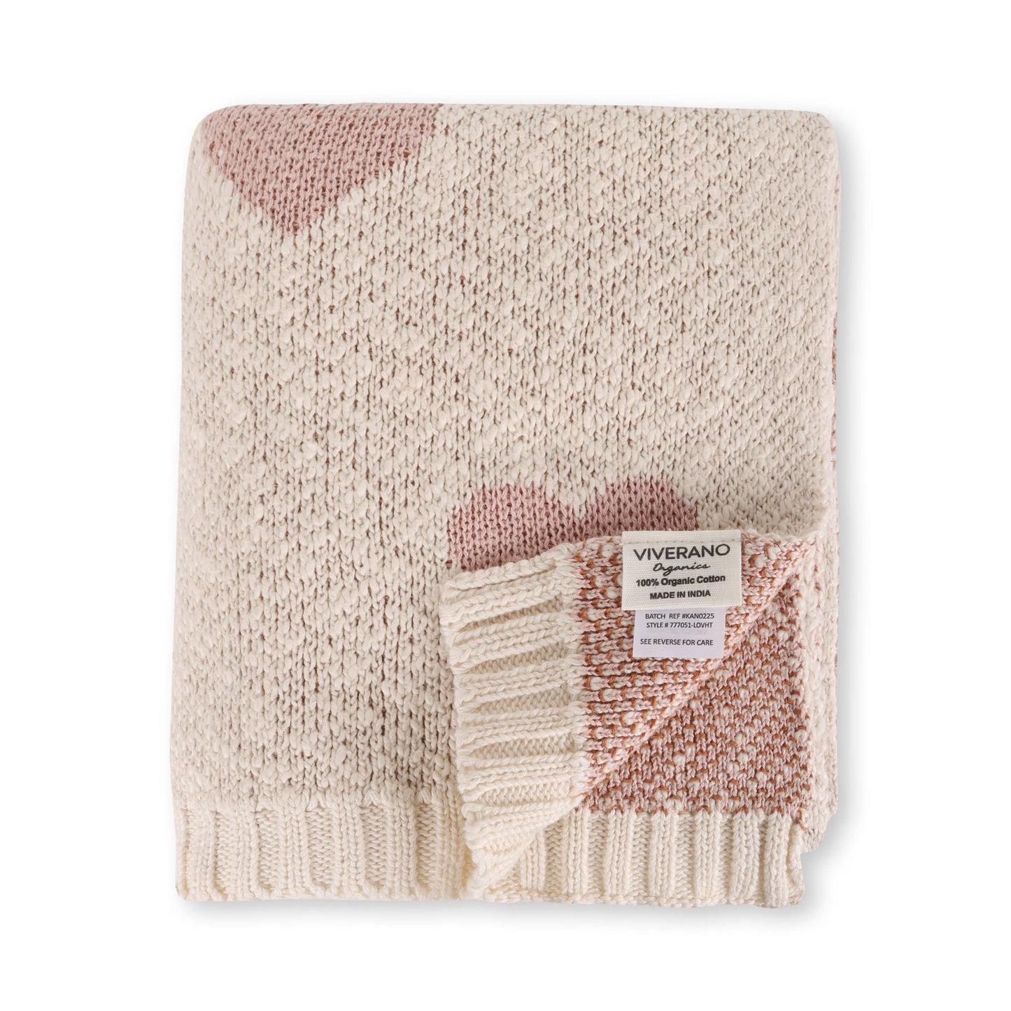 Loving Hearts - Organic Jacquard Sweater Knit Baby Blanket: Natural / One Size
