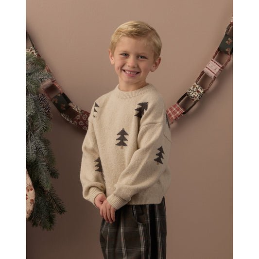 Aspen Sweater Tree Jacquard - Rylee + Cru | Kids Clothes | Trendy Baby Clothes | Modern Infant Outfits |