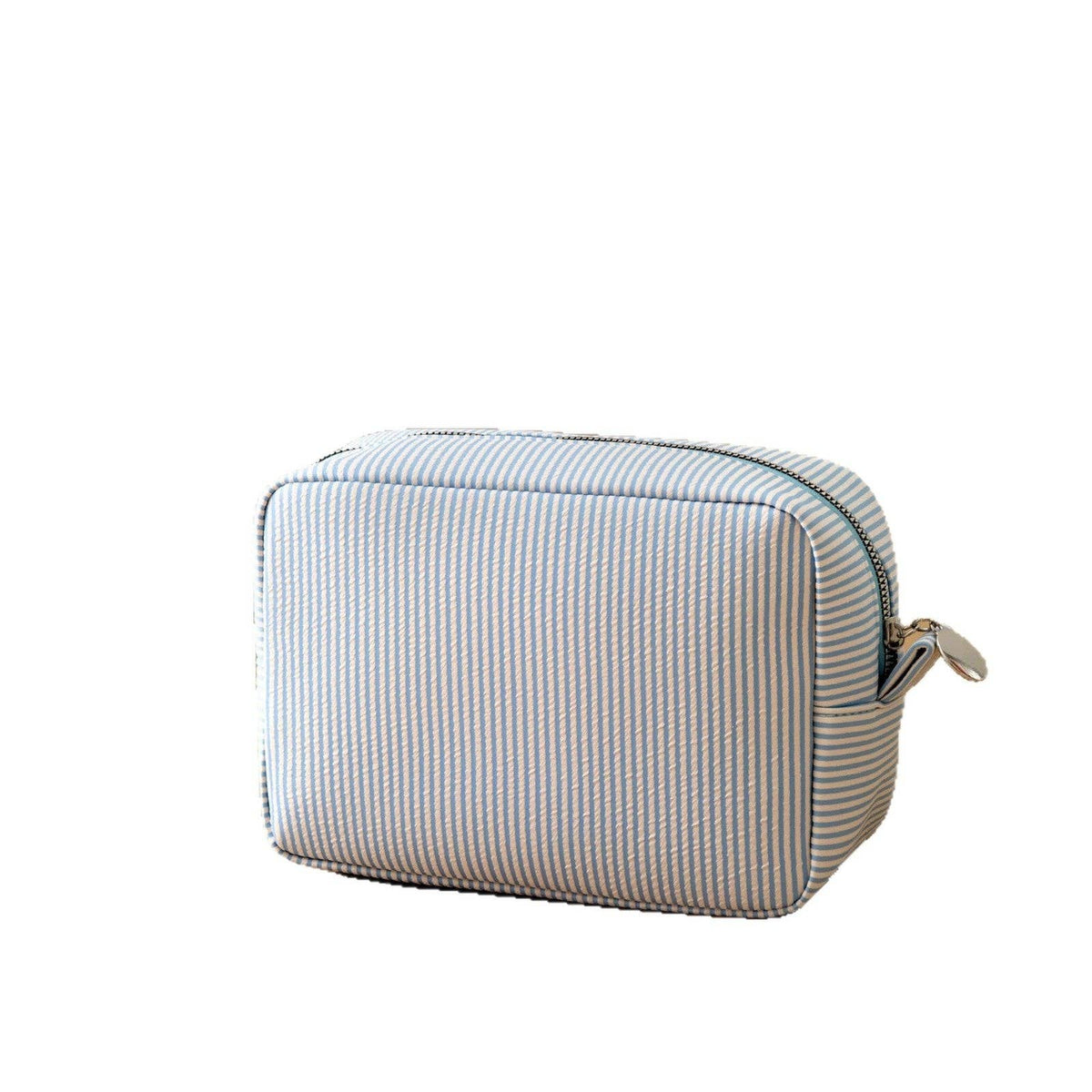 Striped Seersucker Makeup Bag For Embroidery: Purple