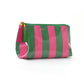 PVC Striped Makeup Bag, Waterproof Travel Cosmetic Bag: Blue/Green