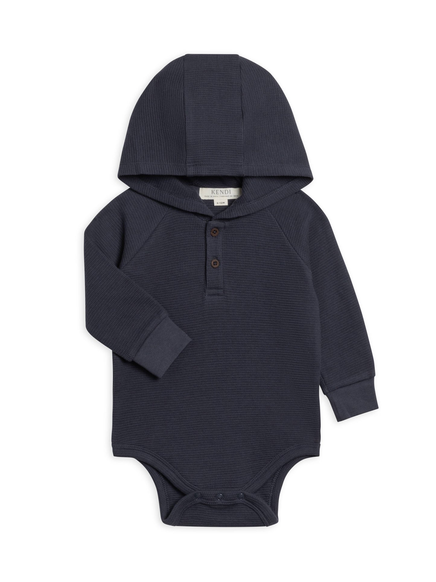 Cole Waffle Knit Hoodie Bodysuit: Navy