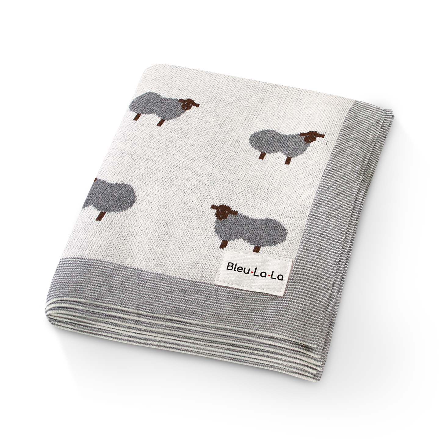 Bleu La La - 100% Luxury Cotton Receiving Swaddle Baby Blanket - Sheep: Ivory