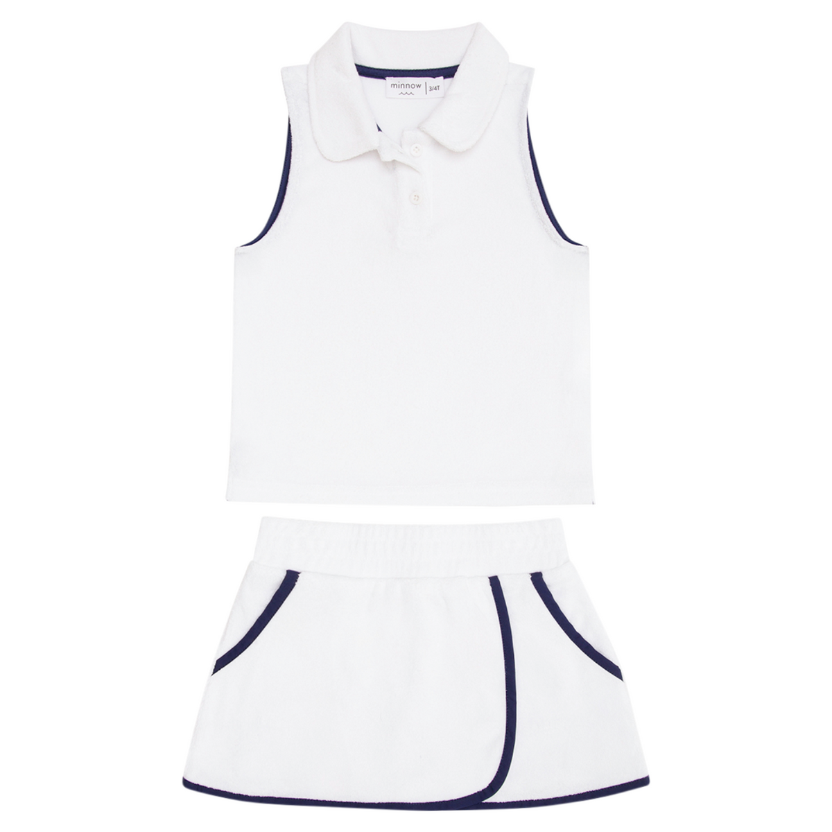 white french terry tennis tank top and skort set