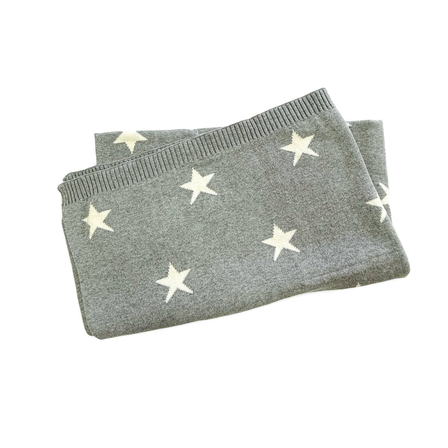Stars Reversible Sweater Knit Baby Blankets Organic Cotton: Grey Heather
