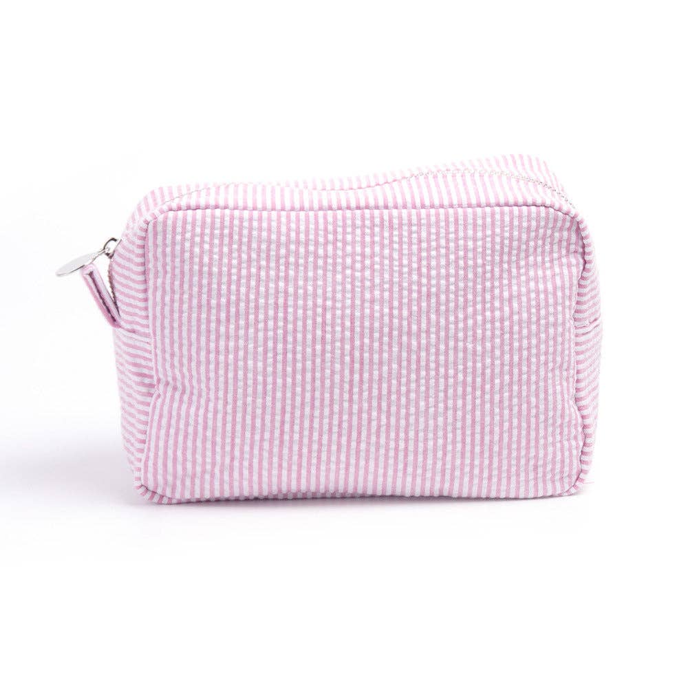 Seersucker Makeup Bag for Embroidery, Personalized Cosmetic Bag: Pink