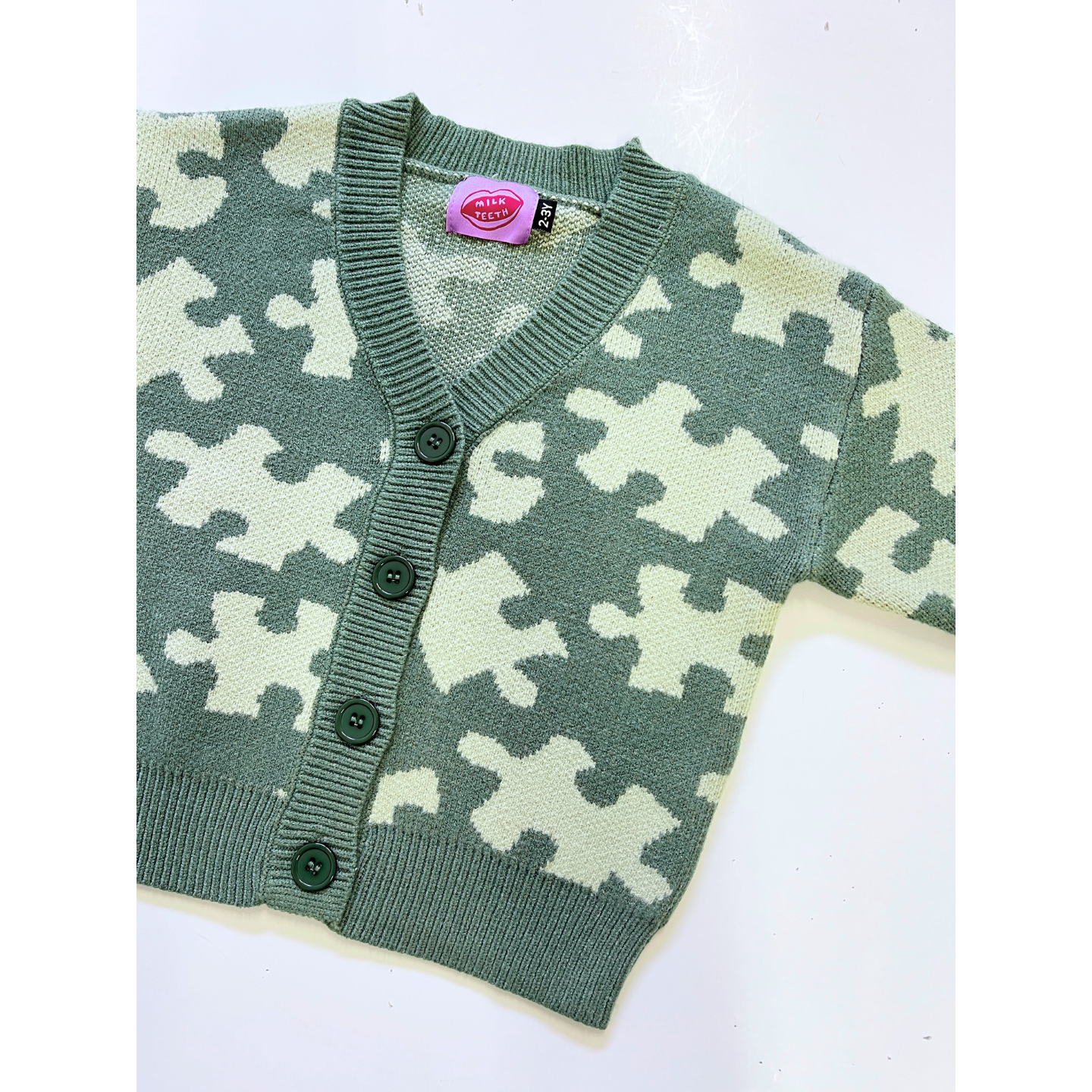 PUZZLE CARDIGAN: Green