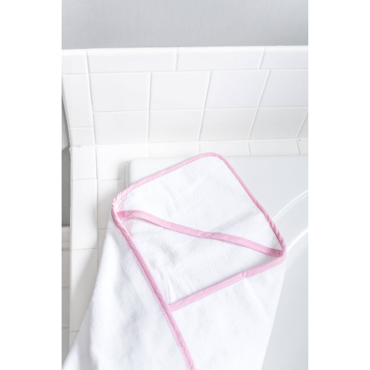 Hooded Terry Bath Towel | Pink Gingham