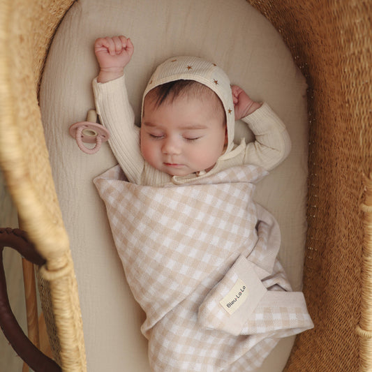 Swaddle Baby Blanket - Plaid: Beige