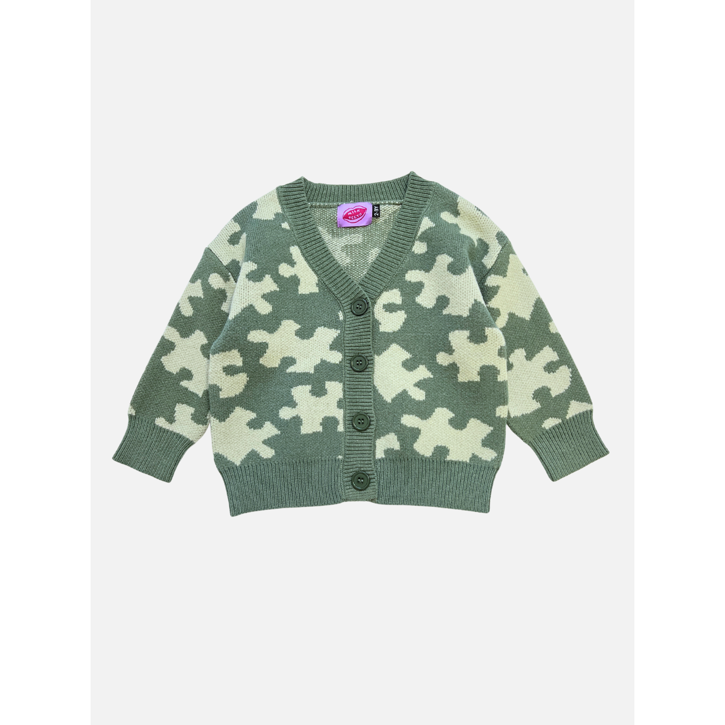 PUZZLE CARDIGAN: Green