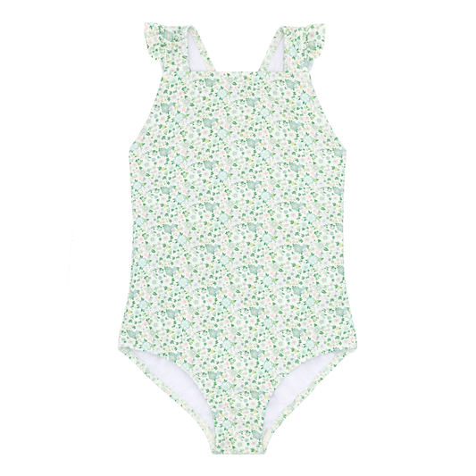 girls sea marsh floral crossover one piece