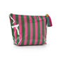 Glossy Striped Makeup Bag, Waterproof Travel Toiletry Cosmetic Storage Pouch: Pink
