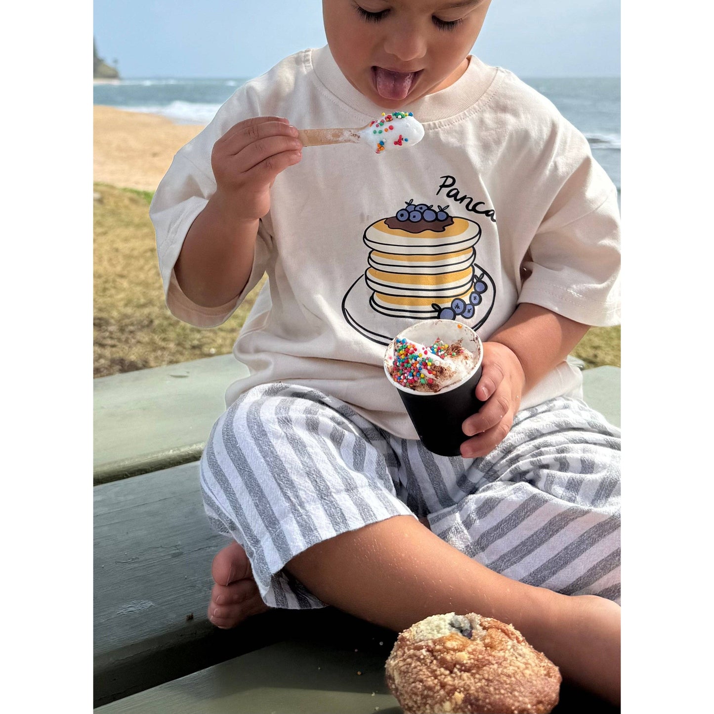Pancake Stack Tee: Cream